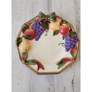 Season Bright fruit plate bow vintage ceramic xmas home decor